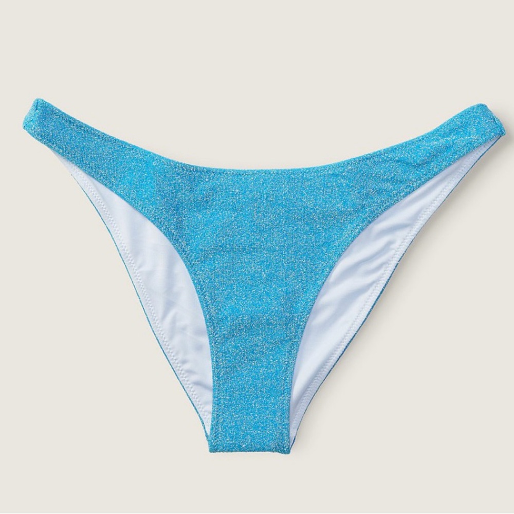 NWT PINK Victoria's Secret Sparkling Blue Bikini Bottom